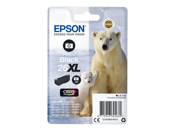 87159Epson 26XL - XL size - photo black